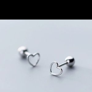 Sterling Silver or gold hollow heart stud earrings